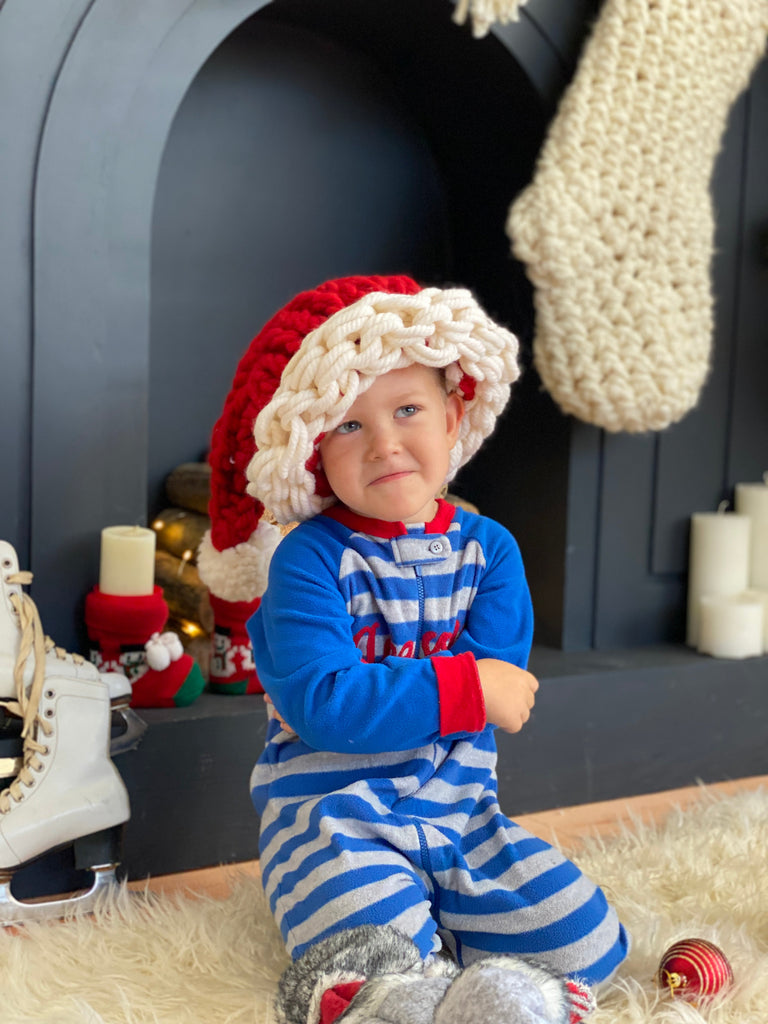 Santa hats for baby Christmas photo red chunky knit