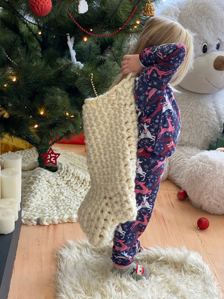 Large bulky knit Christmas stocking 