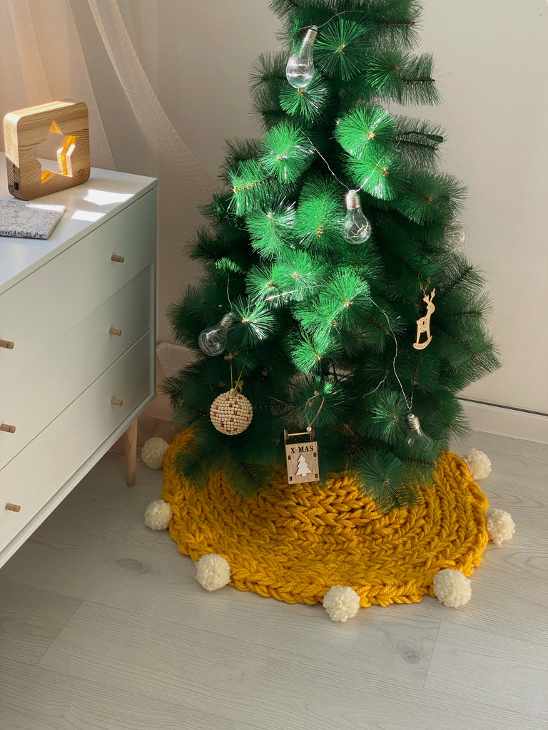 Gold yellow Christmas tree skirt Anzy Home