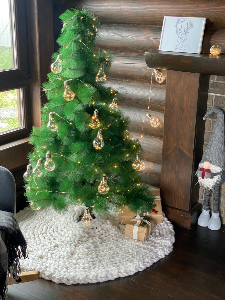 Farmhouse White Christmas tree skirt Anzy Home